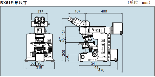 奥林巴斯BX51/BX51M金相显微镜尺寸图2
