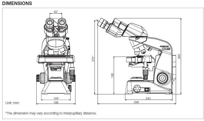 奥林巴斯显微镜CX23外形尺寸图片