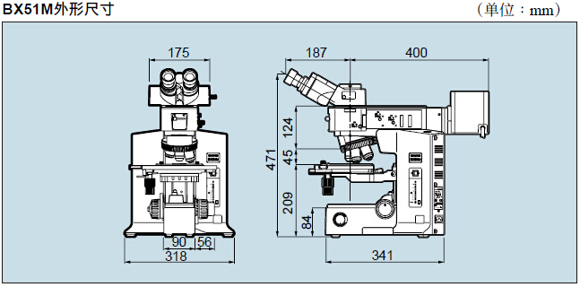 奥林巴斯BX51/BX51M金相显微镜尺寸图1