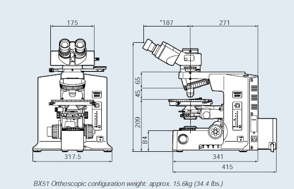 奧林巴斯偏光顯微鏡BX53-P外形尺寸1