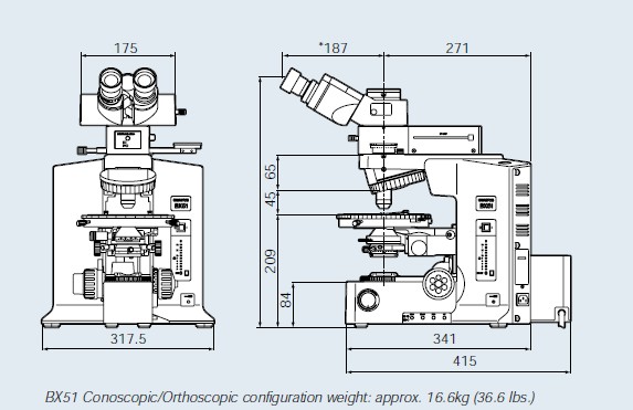 奧林巴斯偏光顯微鏡BX53-P外形尺寸2