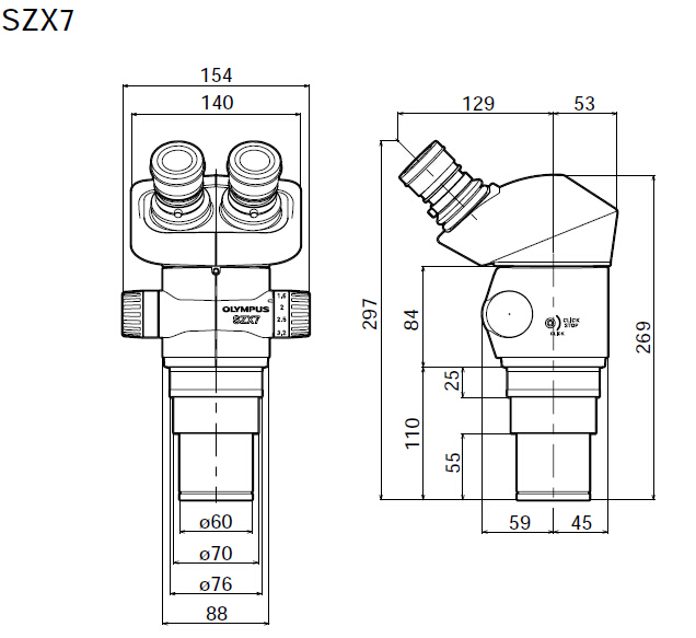 奥林巴斯SZX7体视显微镜外观尺寸图